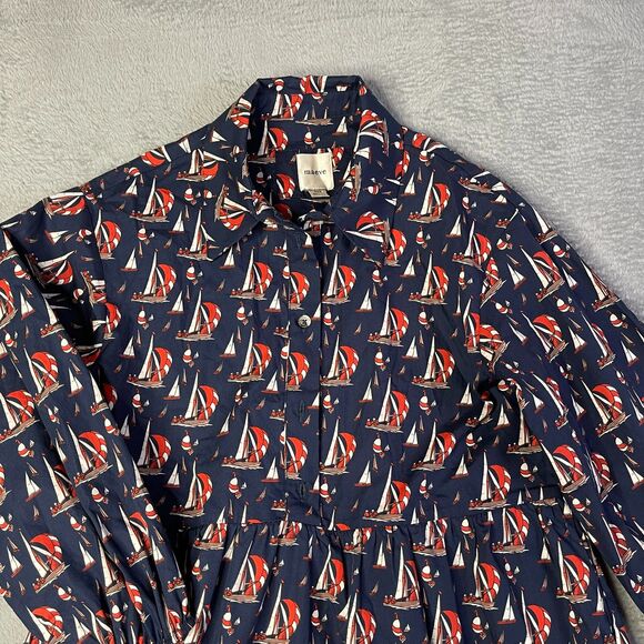 Anthropologie Maeve Bettina Sailboat Cotton‎ Shirt Dress Size XXS - Picture 7 of 11